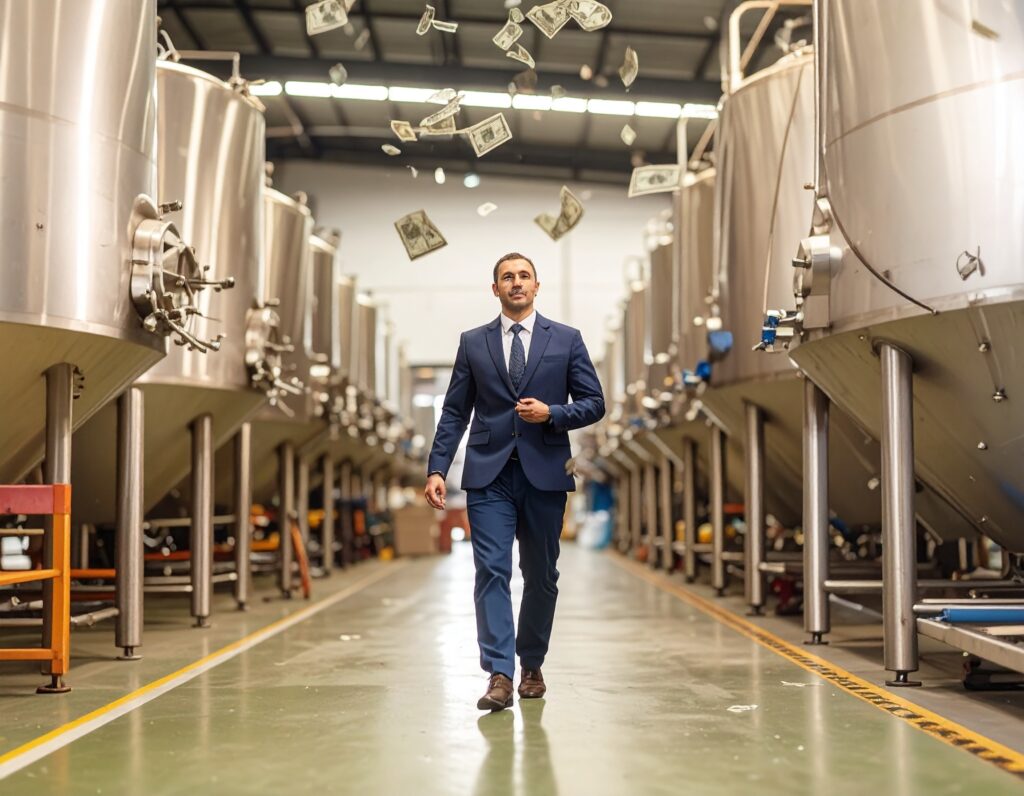 Firefly a sustainability manager in the food processing industry walking into work and money 509355